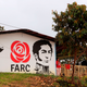 A house with a mural in support of FARC